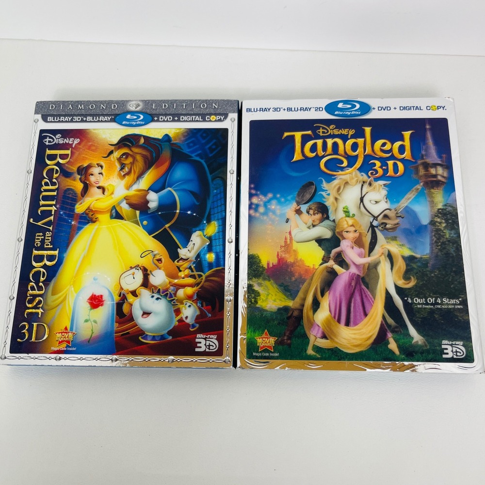 Disney Beauty and the Beast Diamond Edition Tangled 3D Blu-ray DVD Combo Set